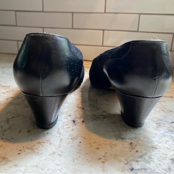 Silvia Fiorentina Cap Toe Blk Luxury Suede Leather Spectator Heel Italy 9.5N - Picture 8 of 15